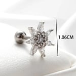 Silver color / 1 Piece Simple Series Classic Flower Copper Silver Color Zircon Women's Stud Earrings 